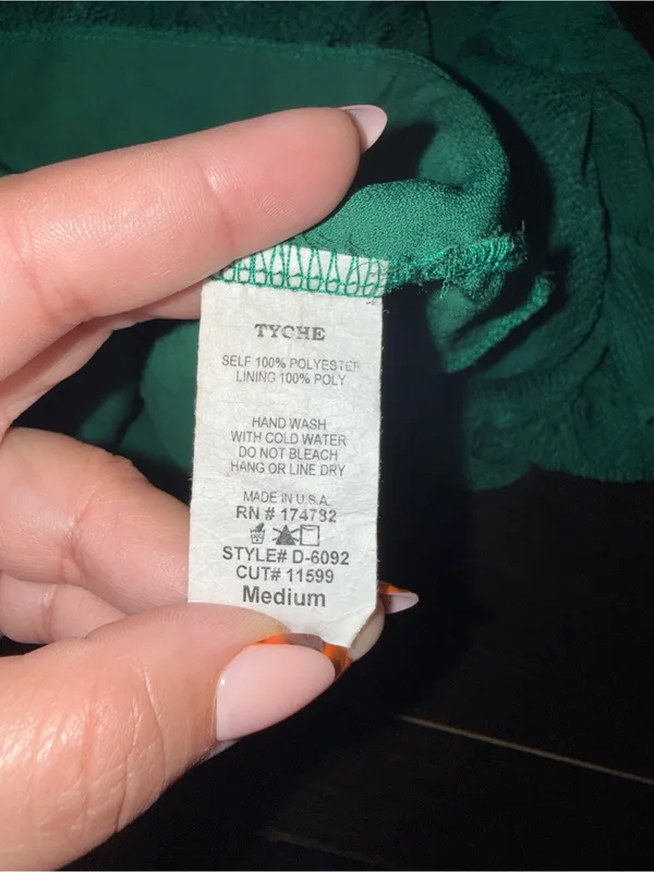 Tyche Emerald Green Satin Tiered Mini Dress Boho Romantic Boho feminine Size M - Image 7