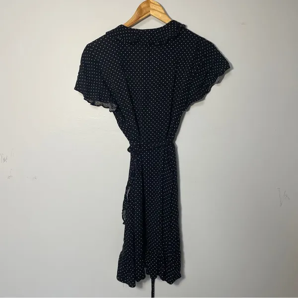 Who What Wear Black and White‎ Polka Dot Wrap Dress Women’s size M - Image 4