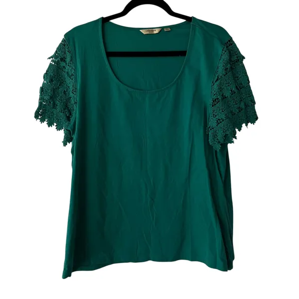 Liz Claiborne Green Lace Sleeve Tunic Top‎ Plus Size 1X - Image 7