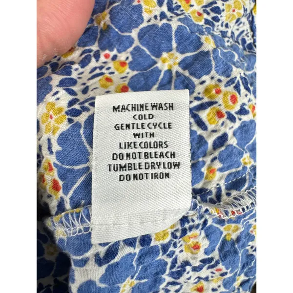 Habitat Clothes‎ to Live In Womens M Blue Yellow Floral Stripe Button Up Shirt - Image 7
