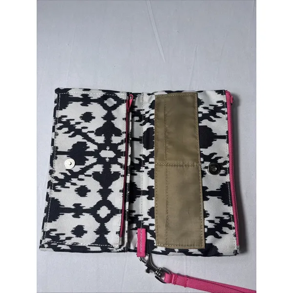 Kavu Big Spender Fold Canvas Wallet Wristlet Pocket Clutch Ink Blot Pink - Image 3