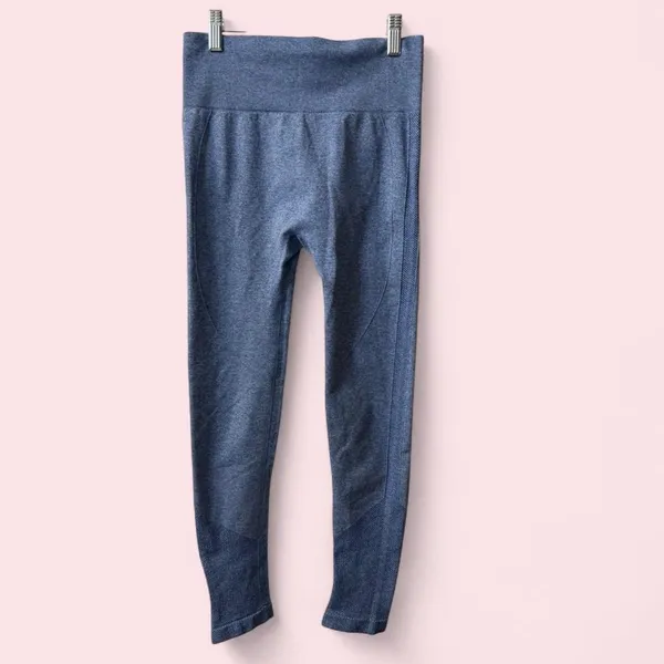 Women’s High Waisted Contour Seamless Leggings Blue Small - Image 3