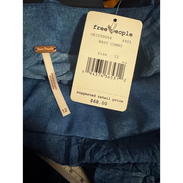 Free People Martine Flirt Tie-Dye Mini Skirt Navy Combo NWT Size 12 Flowy A-Line - Image 5