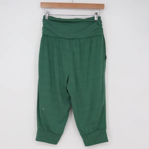 Soybu Cropped Pants Womens Small Ruched Waistband Green Heathered Excellent - Image 3