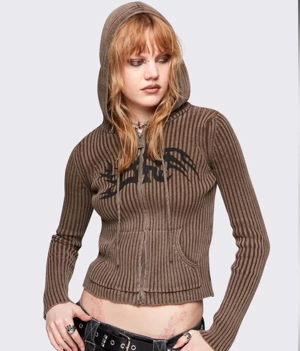 mingalondon - KAI TAUPE KNITTED ZIP-UP HOODIE - Image 3