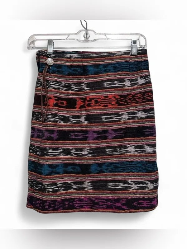 Kelly Stryker Southwestern Tapestry Mini‎ Skirt 4 | Vintage 90s Boho Tribal USA - Image 4