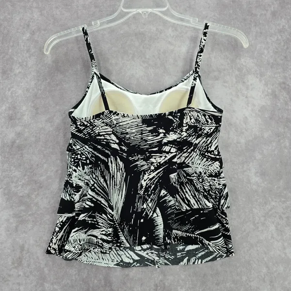 Jamaica Bay Black Ruffle Floral Padded Swimwear Tankini Tank Top Medium M 10‎ - Image 2