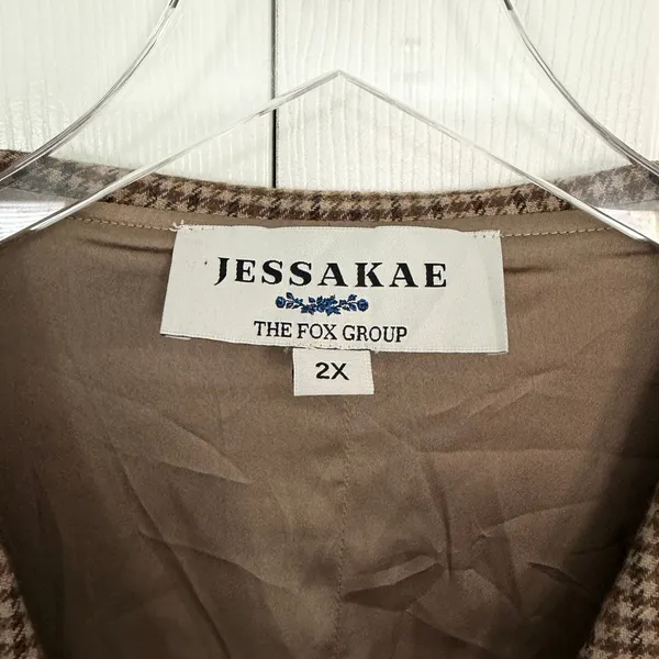 JessaKae x The Fox Group Houndstooth Wrap Dress Coat Puff Sleeve - Image 4