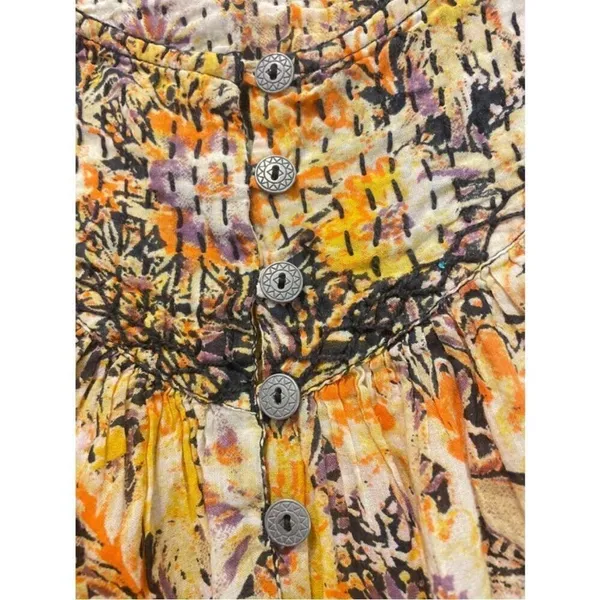 Free People We The Free Cool Meadow Midnight Combo Long Balloon Sleeves Boho Slouchy Top L - Image 8