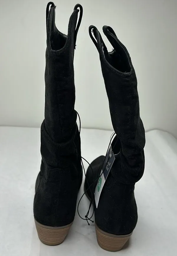 Universal Thread Adaline Knee Height Pull On Western Boots Black - Image 3