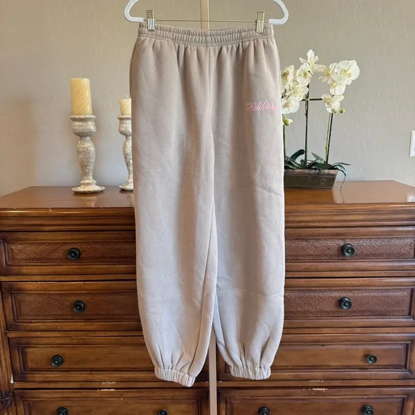 Edikted Sasha Bow Detail Hoodie & Sweatpants Set Beige Pink S - Image 9