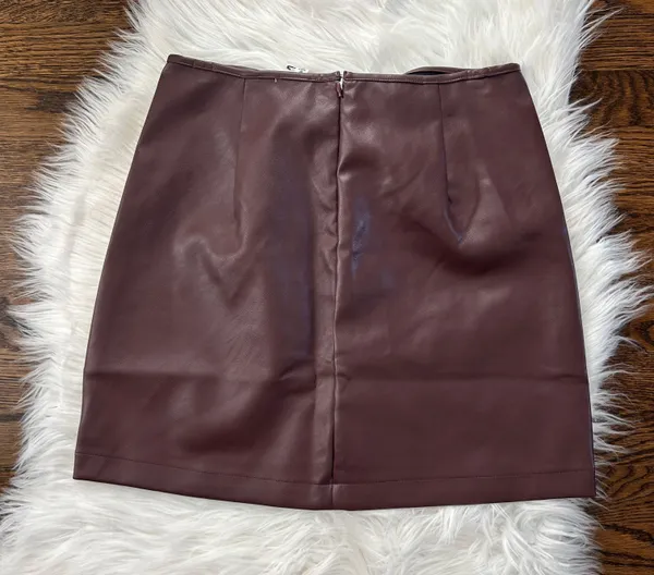 These Three Boutique Brown Leather Skirt - Image 4