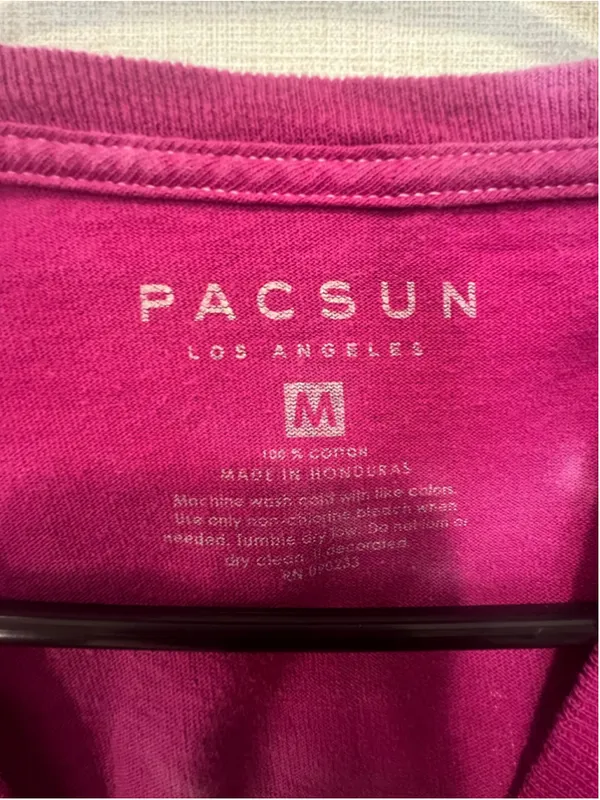 PacSun Pink And Blue Tie Dye Wave Y2K Surf Skate Graphic Short Sleeve T-Shirt - Image 3