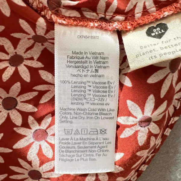 1145 | Madewell Floral Daisy Faux Wrap Viscose Midi Dress‎ Rust Orange Women XXS - Image 6