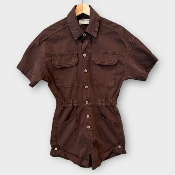Free People We The Free Marci Cuffed Shortalls Size XS - Image 6