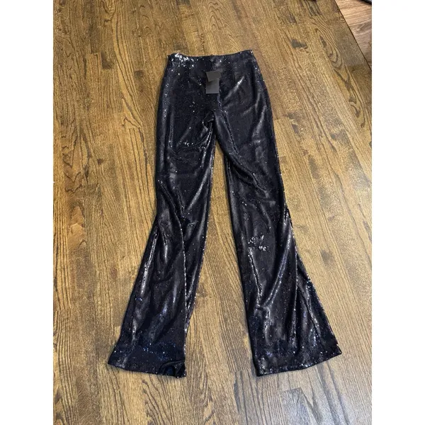 Halston VERONICA SEQUIN PANT Navy Size 0 All Over Sequin Cocktail Party $445 - Image 4