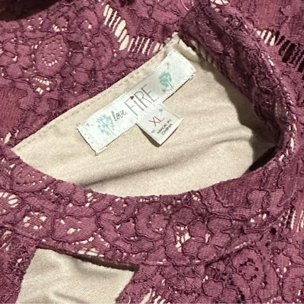 Love Fire Dusty Rose Lace Halter Cut Out Neckline A-Line Dress Size XL - Image 6