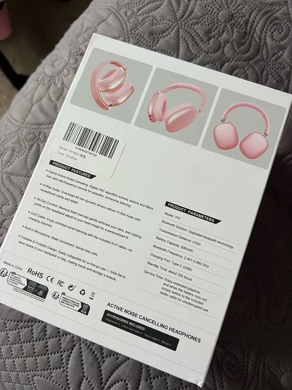 WENTRONIC Y01 Over-Ear Wireless Bluetooth Waterproof Headphones - Active Noise Reduction, 48-Hour Playtime, Hi-Fi Sound, Foldable, Soft Earpads, Built-In Mic, iOS/Android/PC Compatible, Work From Home Use, Father's Day Gifts, Noise Reduction Headphone, He - Image 3