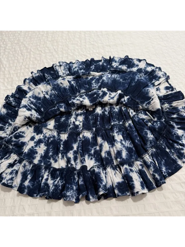 Cake For Dinner Blue & White Tie Dye Ruffle Tiered Mini Skirt Sz M Medium - Image 6