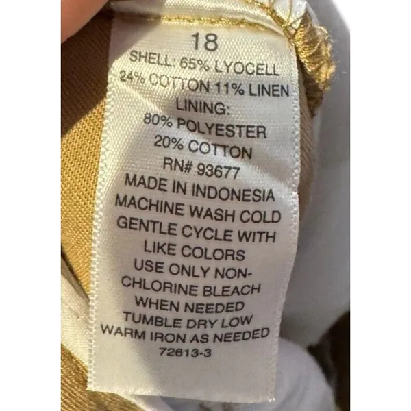 A.n.a Women's Pants Pleated Chino Long Trouser Wide Leg Hi-Rise‎ Tan Sz. 18 NWT - Image 11