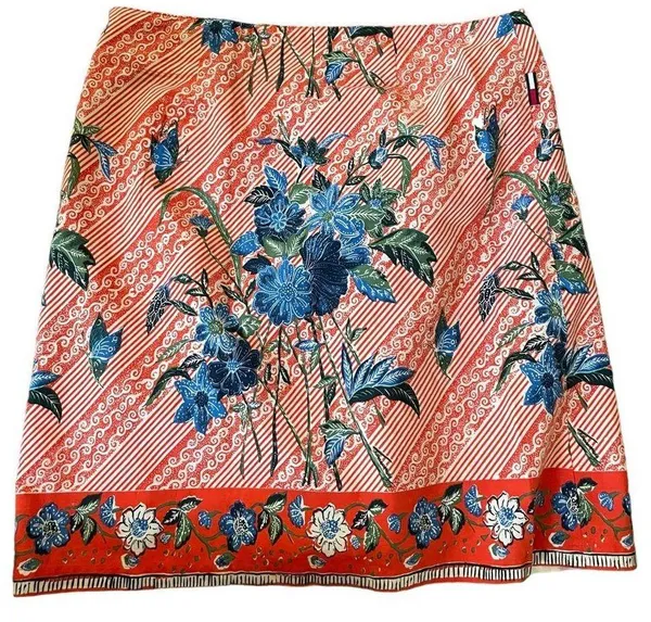 Tommy Hilfiger Vintage Orange Boho Hippie Western Cottagecore Floral Wrap Skirt - Image 5