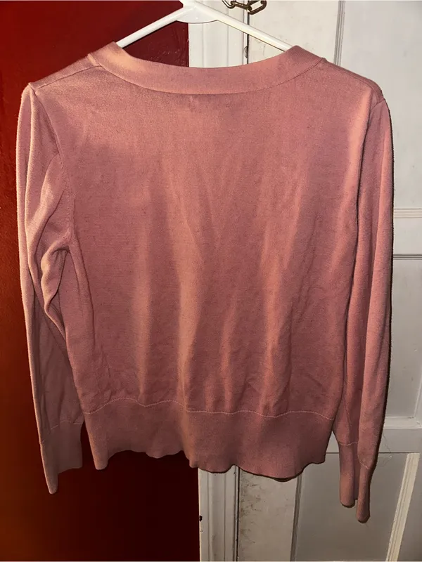 Sundance Mauve Pink Knit V-Neck Button-Down Cardigan Sweater Cottagecore Boho - Image 5