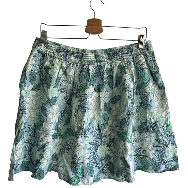LOFT Gardenia Mini Skirt Sz M linen blend button Flowy Boho Preppy - Image 3
