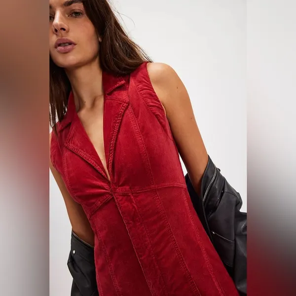 Free People NWOT CRVY Ring The Alarm Corduroy One-Piece S short - Image 4