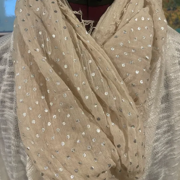 Cream Polka Dot Scarf Silver - Image 3