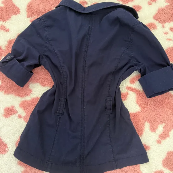 Y2K Navy Blue Fitted Blazer Top XS/S Waist Cinching Tailored Jacket Office Siren Coquette Dark Academia Preppy Small - Image 5
