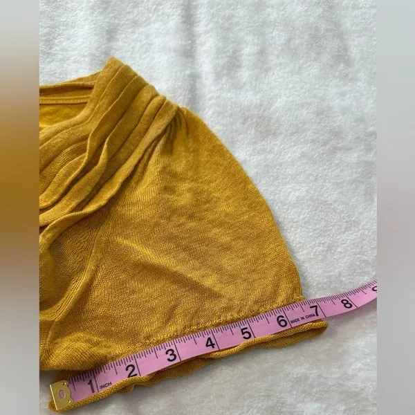 Anthropologie By Moth Mustard Sweater Wrap Puff Sleeve Mini Dress Pockets XS - Image 12