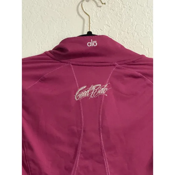 Alo Yoga Womens Magenta Good Ride Quarter Zip Pullover Long Sleeve Top Small - Image 4