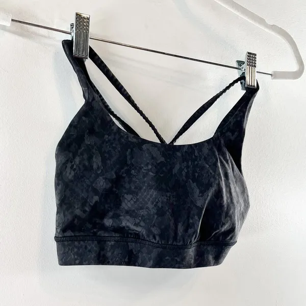 Lululemon Energy Sports Bra Criss Cross Back Yoga Sequin Snake Slate Black 4 - Image 6
