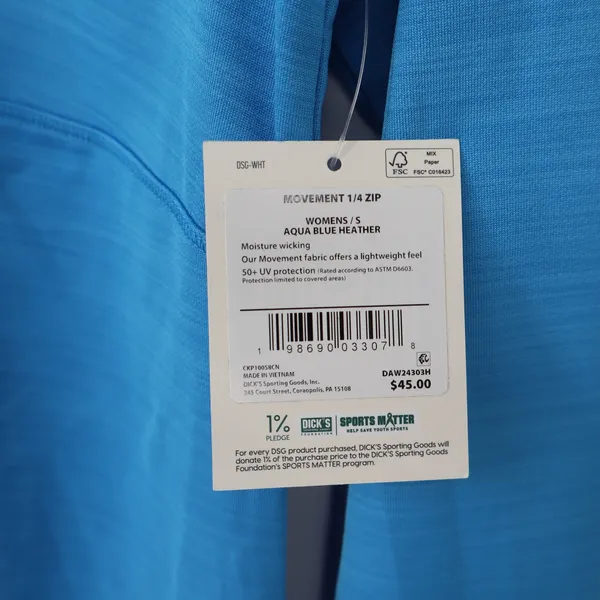 DSG Movement 1/4 Zip Pullover Aqua Blue Heather Womens Small NEW - Image 5