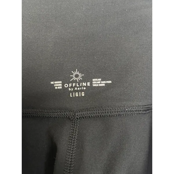 Aerie Black The Hugger Legging Hi-Rise Large Zipper Pockets Lounge Stretch - Image 6