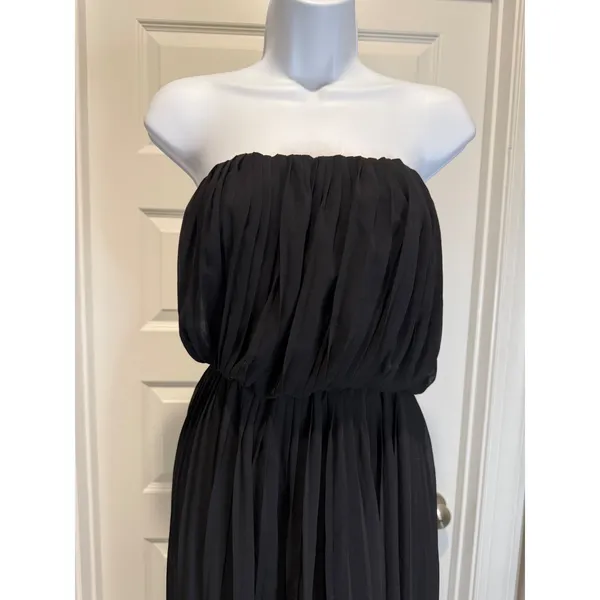 BCBGeneration Black Strapless Pleated High-Low Chiffon Dress‎ M elegant chic - Image 4