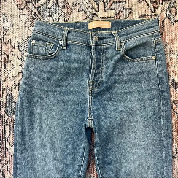 7 for All Mankind High Waist Josephina Designer Denim Jeans Size 24 Button Fly - Image 3