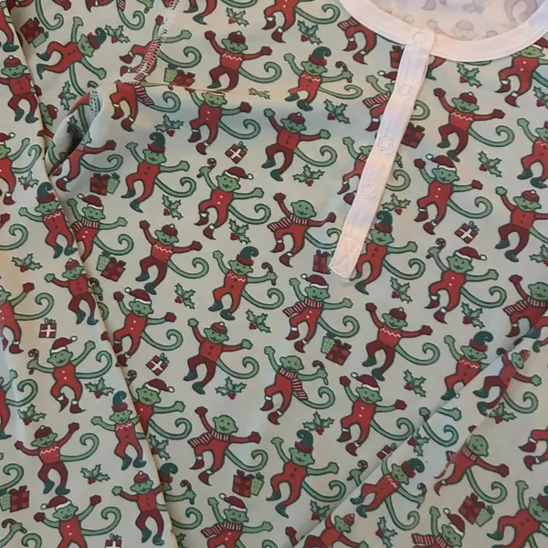 ROLLER RABBIT Women's Monkey Mas Pajamas Christmas Pajamas Size XS Matching Set - Image 4