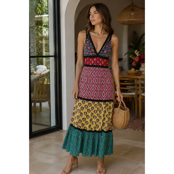 Alice + Olivia X Carla Kranendonk Karolina Paneled Maxi Dress Womens Size 6 - Image 16