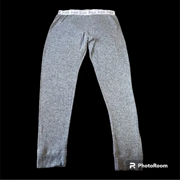 NWOT PINK Victoria’s Secret Heather Gray Lounge Leggings Waist Logo Size Large - Image 2