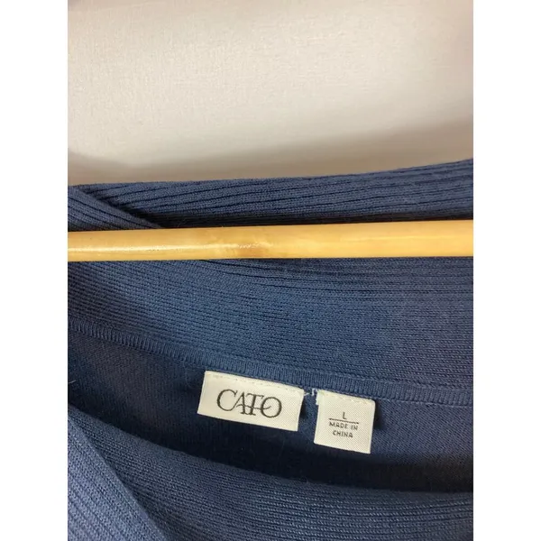 Cato Off Shoulder Ribbed Long Sleeve Blue Top Size Large - Image 2