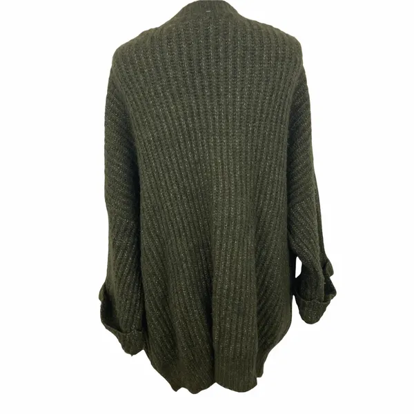 N21 Oversized Ribbed Knit Olive Green Cardigan Sweater Designer Cardigan - Image 2