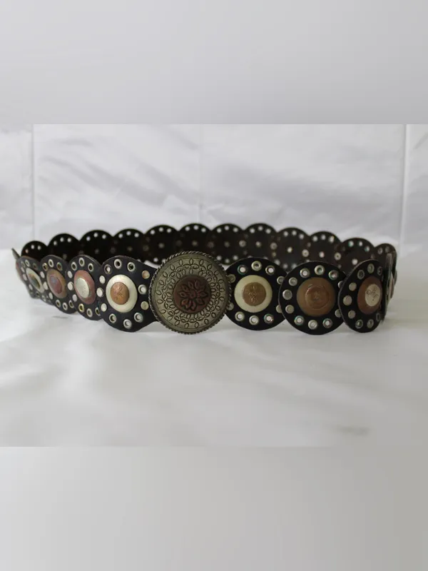 Black & Brown Concho Western Boho Statement Belt - Image 4
