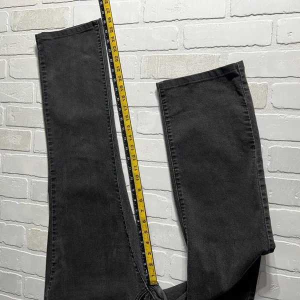 Levis 505 Straight Jeans Womens 33 Charcoal Black Gray High Rise Stretch Crop‎ - Image 4