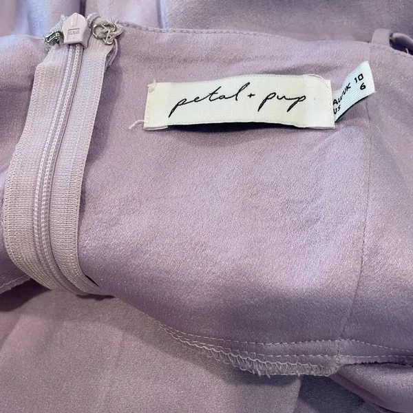 Petal & Pup Princeton Lilac Purple Princeton Satin Midi Dress 6 Feminine Drape - Image 8