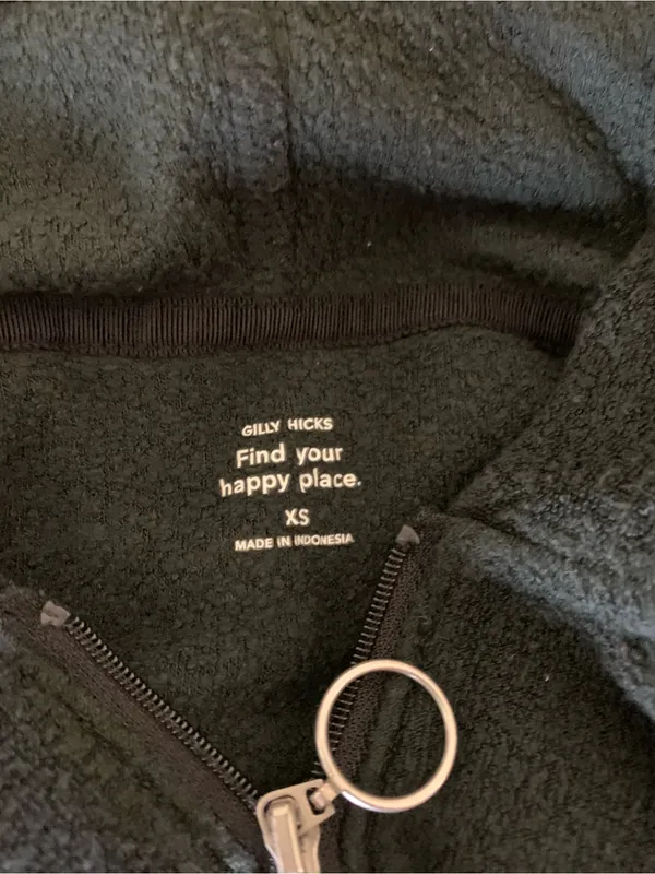 Gilly Hicks Black Cropped Terry Zip Hoodie XS Y2K Lounge Athleisure Yin Yang - Image 4
