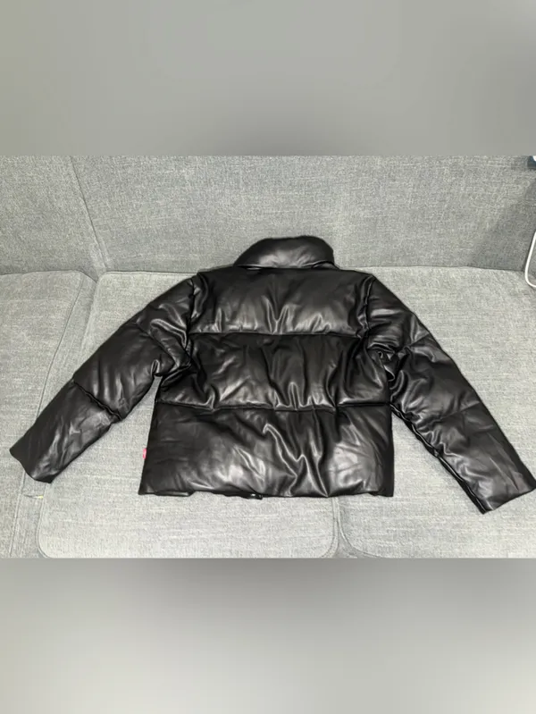 Levi's Black Faux Leather Puffer Jacket - Image 4