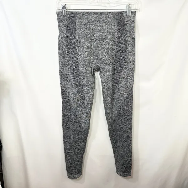 Seamless Workout‎ Set Gray Activewear Long Sleeve Crop Top Leggings TikTok 779 - Image 3