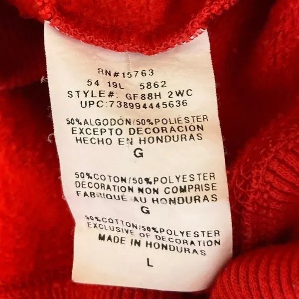Champion Red Crew Neck Logo Fleece Spell Out Oversized Pullover Sweatshirt Sz L - Image 5