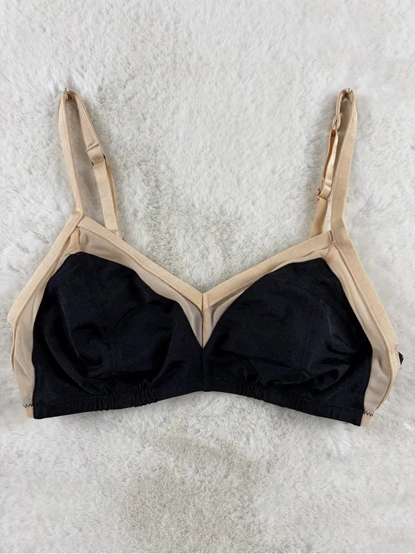 INC Two-Tone Everyday Stretch Wireless Bra in Black & Nude SMALL - Image 4
